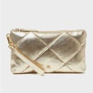 NWOT Cole Haan Essential Quilted Leather Clutch in Gold